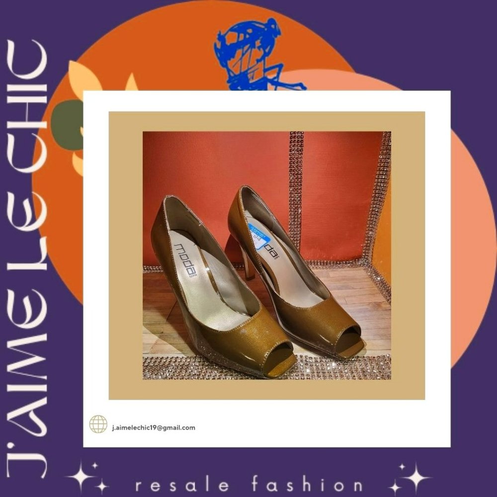 Moda Spana Peep-Toe Pumps with Design Coloured Heels- Never Worn with Box